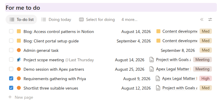 A simple to-do list with checkboxes