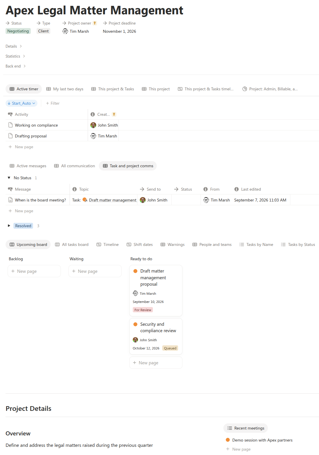 a useful project dashboard that shows everything where I want it and is easy to manage